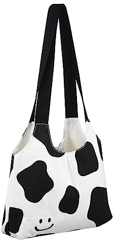 VALICLUD Frauen Tote Bag Kuh Lächeln Gesicht Muster Einkaufen Schulter Tasche Casual Handtasche für Shopping Arbeit, siehe abbildung, Medium