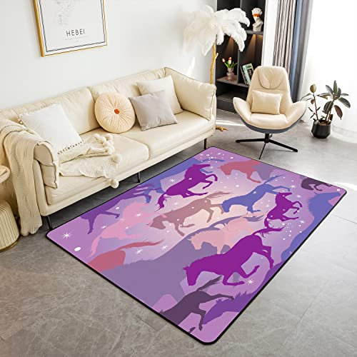 Loussiesd Pferd Bereich Teppich 100x150cm Galoppieren Pferd Dekorative Bereich Teppich Home Decor Nette Tier Dekor Kawaii Cowboy Bunte Glitter Akzent Modern Teppich Wetterfest Waschbar