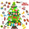 Filz Weihnachtsbaum Kinder, DIY - Tannenbaum mit 32 Abnehmbaren Ornamente Hängend Dekor für Home Tür Wand, Neujahrs-Wandbehang-Dekorationen