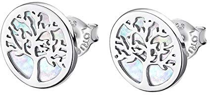 Lotus Pendientes de plata LP1821-4/1, diseño del árbol de la vida círculo D3JLP1821-4-1 de plata para mujer, Plata