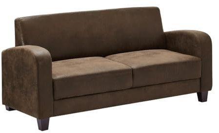 Vente-unique-Club-Sofa 3-Sitzer - Mikrofaser - Braun - Vintage-Leder-Optik - Madie II