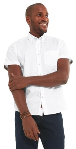 Joe Browns Men's Classic Short Sleeve Button Down Collar Oxford Shirt, White, M