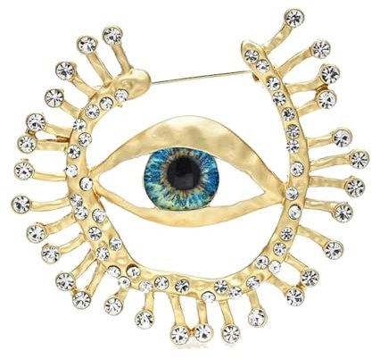Broche bijou oeil de la providence soleil dieu, acier doré.