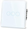 TAWOIA Interruptor de luz táctil de 3 vías, 1 vía, empotrable, con interruptor de luz curvado 2,5D, placa de cristal, 86 x 86 mm, color blanco
