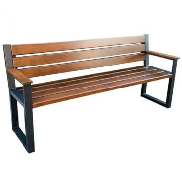 Rattanland® Gartenbank Wetterfest Holzbank Garten, Gartenbank 3 Sitzer, Gartenbank Holz, Sitzbank mit Lehne (FSC®- zertifiziertes Holz) Möglichkeit der Befestigung am Boden (1, Nuss)