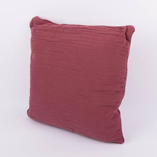 SCHÖNER LEBEN. Deko Kissen Musselin mit Keder Uni versch. Farben 45x45cm o. 30x50cm, Größe:45x45cm (BxL), Farbe:Bordeaux