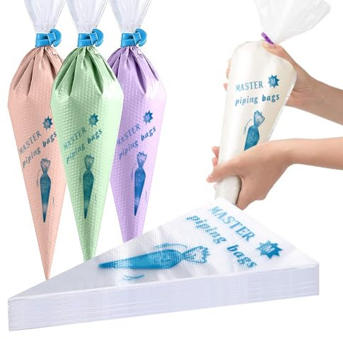 Acooruiteng Spritzbeutel Groß 100 Stück Piping Bag 18.5 x 29 cm Spritzbeutel Set Sahne Spritzbeutel Spritztüte Spritztüten zum Dekorieren von Gebäck Torten Geeignet Keksen Hausbacken Transparent
