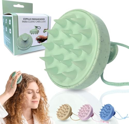 ETISEN, Cepillo Cuero Cabelludo, masajeador de cuero cabelludo, Pelo Mojado y Seco, Crecimiento Capilar, masajeador capilar, Exfoliante, para Cabeza, Cepillo pelo (Verde)