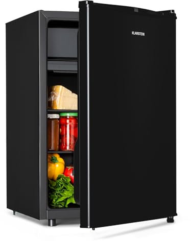 Klarstein Obsidian - Kühlschrank, Volumen: 72 Liter, innen und außen schwarz, 7 Kühlstufen, Gemüsefach, Geräuschentwicklung: 42 dB, schwarz