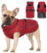 Katzinst Hunde Wintermantel Wasserbeständig Größe L, Warme Hundemantel mit Bauchschutz, Schnee Mantel Hund für ältere Hunde Dalmatiner, Beagle, Outdoor Camping, Abend-Gassi, Rot, L