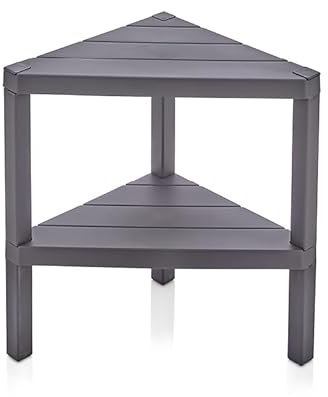 DIVCHI 2 Tier Corner Shelf Triangle Space-Saving Freestanding Shelving Unit | Storage Shelves | Display Rack | Bookcase | Kitchen Stand | Living Room Organiser | Bedroom Bookshelf (Grey)