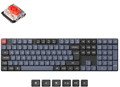 Keychron K5 Pro QMK/VIA Ultra-Slim Custom Kabellos Mechanische Tastatur, DE-ISO Full Size Programmierbar Bluetooth/Kabelgebunden RGB Hot-swappable Gateron Low Profile Roter Schalter