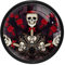 LVTISEE Gothis Küchenschrankknöpfe, Totenkopf mit Hut, rote Rosen, Blumen, runde Schubladengriffe mit Schrauben, Schubladengriffe, Türbeschläge für Kommoden, Schränke, 4 Stück