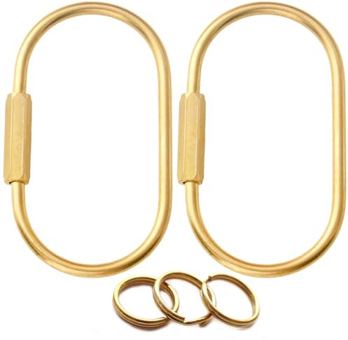 LunarCharm 2 Stück Goldene Messing-Schlüsselringe, Taschenanhänger für Handtaschen, Schraubverschluss-Schlüsselorganizer, Karabiner-Schlüsselanhänger