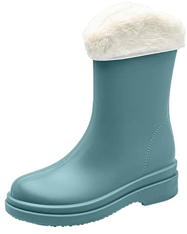 WWricotta Botas de Nieve de Estilo Punk para Mujer, Antideslizantes, Desmontables con algodón en el Interior, Botas de Lluvia, Zapatos de Agua de Goma para Exteriores Botas Mujer Borrego