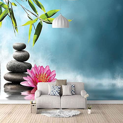 Papier peint mural 3D en forme de feuille de bambou et de roche pour salon, canapé, hôtel, fond de luxe, peinture murale autocollante pour décoration d'intérieur, 250 cm x 175 cm