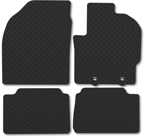 Fits Toyota Yaris Cross (2020+) [Full Hybrid] 3mm Rubber Car Floor Mats | Tailored Fit Carpet Floor Mats non Slip Black Trim Full Coverage Compatible Accessory Front Rear Anti Slip Granulated Backing