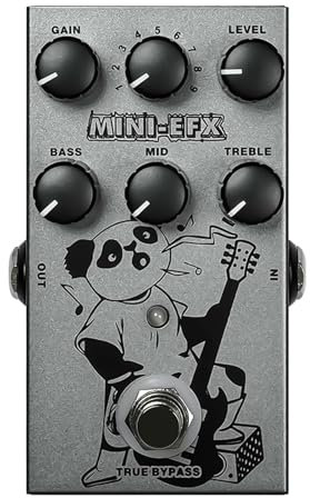 Nikou M-VAVE Mini Guitar Overdrive Distorted Pedal Effektgerät Rock Style 9 Töne 3 Band EQ Einstellung, Anschluss an die Soundkarte des Verstärkers (Grau)