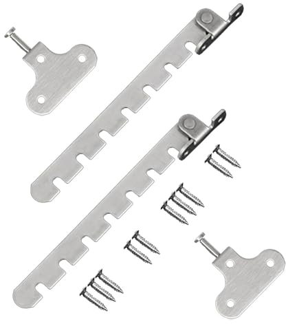 Restrictores de seguridad para ventanas, 2 ganchos de acero inoxidable para ventana, posición ajustable, pestillo limitador de ventana con 10 tornillos para ventanas y puertas de madera/metal (14,5 cm