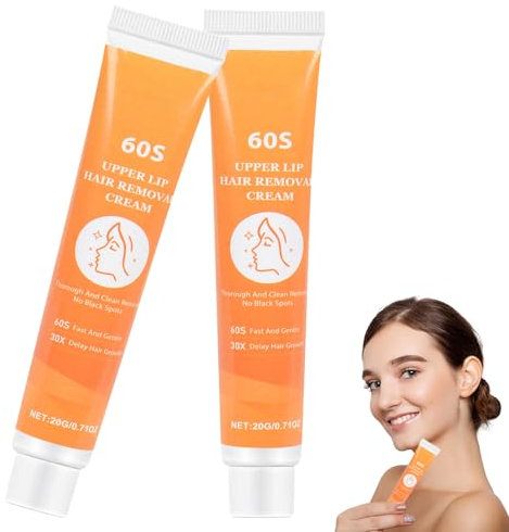 2 Stück Enthaarungscreme Gesicht, Gesichtshaarentfernung Creme, Hair Removal Cream, Upper Lip Hair Cream, Gentle Formula, schmerzfreie, Wirksame Enthaarungscreme für Gesicht und Körper