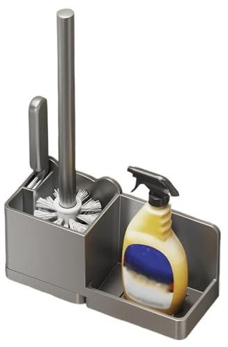 GLigeT Escobilla Cepillo de baño for el hogar sin ángulo Muerto, Cepillo de baño de plástico montado en la Pared, for Accesorios de baño WC Escobilla de Baño(Grey)