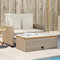 IKAYAA Rattan Lounge, Gartensofa 2 Sitzer, Balkon Lounge Klein, Gartensofa mit Hocker, Rattan Sofa mit Schlaffunktion, Gartensofa mit Hocker mit Stauraum, Balkon Couch,Beige und Creme