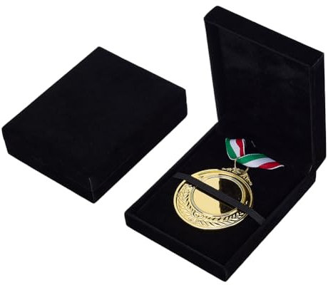 FINGERINSPIRE - Caja de almacenamiento para expositor de medallas de terciopelo negro, caja de presentación de precios rectangular, cajas de organización para medalla para corredor deportivo