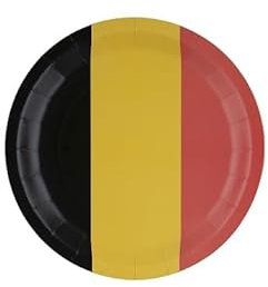 LP Divertissements Lot de 12 - Lot de 8 assiettes en carton noir jaune rouge belgique 22cm