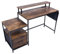 Liink1Ga Bureau Gaming avec Tiroir, Vintage LED Bureau Industriel Chambre en Bois/Meuble pour Ordinateur Convenable/Adapté à The Office/Petit Espace/Marron/143x50x90 cm (LxPxH)