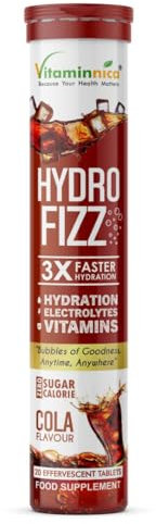 Vitaminnica Hydro Fizz Advanced Hydration & Electrolyte Booster | Sugar-Free & Refreshing- 20 Effervescent Tablets | Replenish & Rehydrate (Pack of 1, Cola)