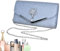 Damen-Clutch-Geldbörsen – 250 g Gewicht, Party, Abendtasche, Handtasche, Hochzeit, Verlobung, Schultertaschen, glitzerndes Silber, kompakter Magnetverschluss, Aufbewahrungstasche mit Kettenriemen für