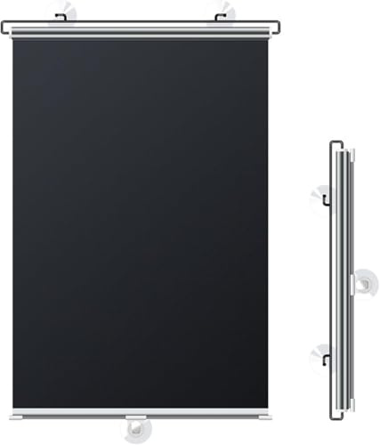 Roller Blinds - Blackout, No Drilling Required - Thermal & Privacy Window Blinds, Suction Cup Roller Blinds for Windows, Black Retractable Portable Curtains, for Bedroom Conservatory