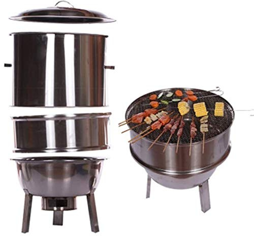 Tragbarer Holzkohlegrill für Outdoor-Kochen – robuster runder Grill, Holzkohle-Smoker und Rotisserie-Bräter, langlebiges Design für hochwertigen Schutz