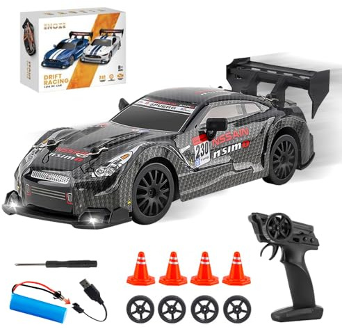 KQWVZ RC Drift Car, 1:24 Ferngesteuertes Auto, 4WD Rennauto Ferngesteuert, 30 KM/H Ferngesteuertes Spielzeugautomit Led-Augen, Geburtstags Weihnachts Geschenke Für Kinder, Jungen Und Mädchen