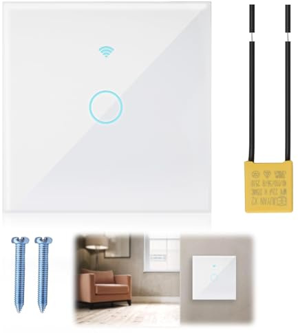 WLAN Lichtschalter Unterputz Interrupteur Tactile WiFi Touch Glas Wandlichtschalter 1 Gang 300W Interrupteur Lumineux Intelligent WiFi mit Alexa Google Assistant Tuya Smart Life App Steuerung