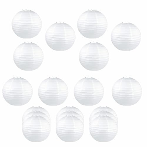 20 Stück Papier Laterne Mini Lampions Runde Weiß Papierlaternen Lampions | Rund Papier Laterne Hängende für Hochzeiten Geburtstage Partys und Veranstaltungen