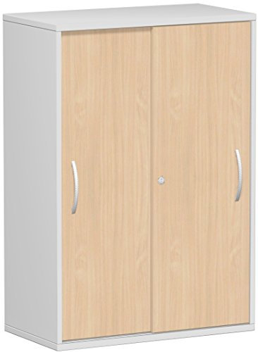 Gera Möbel Schranksystem Flex Schiebetürenschrank, Holzdekor, buche/lichtgrau, 80 x 42.5 x 118.2 cm