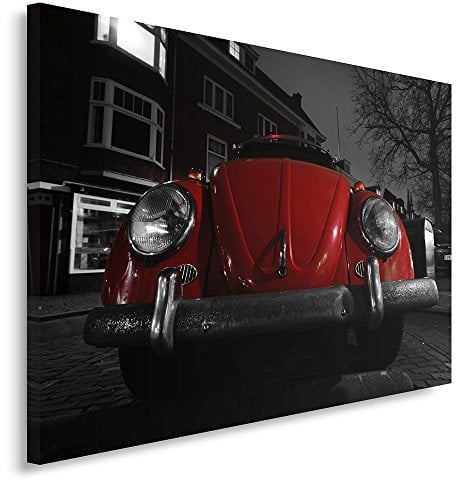 Feeby, Leinwandbild, Bilder, Wand Bild, Wandbilder, Kunstdruck 40x50cm, MOTORISIERUNG, Auto, VW Beetle 2, EINFARBIG