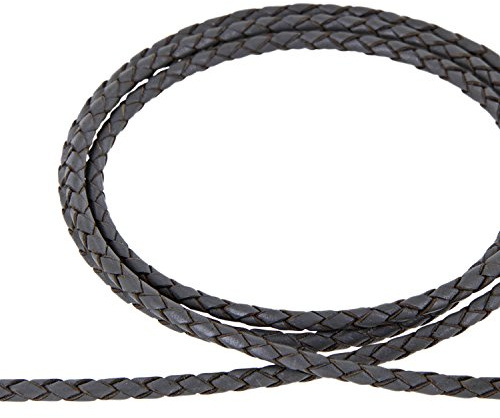 AURORIS - Lederband geflochten - Durchmesser/Farbe/Länge wählbar - Variante: Ø 3mm / grau / 3m