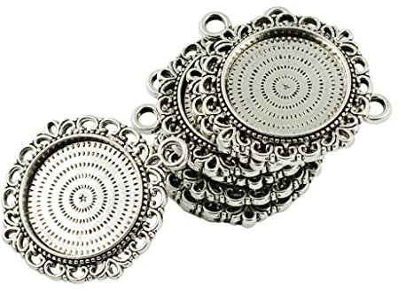 P Prettyia 10 pcs Vintage Retro Anhänger Set Cabochons Lünette Anhänger Fassung Rohling für Schmuckherstellung - 20mm