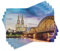 ABAKUHAUS europäisch Platzmatten, Beleuchteter Dom in Köln Alte Brücke und Rhein-Sonnenuntergang-europäische Kultur-Druck, Tiscjdeco aus Farbfesten Stoff für das Esszimmer und Küch, Braun und Blau