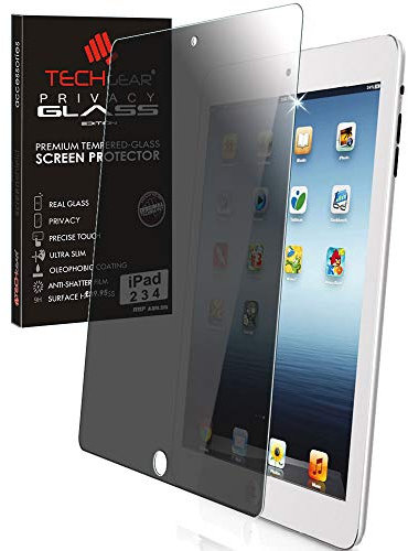 TECHGEAR Anti Spy Screen Protector for iPad 4 3 2 - PRIVACY GLASS Edition Genuine Tempered Glass Screen Protector Guard Cover Designed for iPad 2, iPad 3, iPad 4