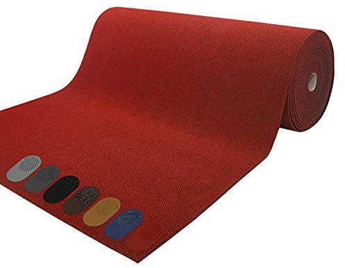 casa pura Passatoia al Metro Anti-Sporco - Hong Kong - Tappeto Entrata Interno Asciugapassi - Moquette a Pelo Corto - Molte Misure - Rosso - 100 x 150 cm