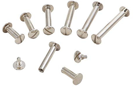 LEO's - Lot de 100 vis à reliure de qualité supérieure de 30 mm en argent - Vis de reliure nickelées - Rivets à vis Chicago avec diamètre de tige de 5 mm - Livre rivets à visser