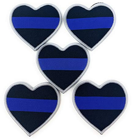 5 Stück dünne blaue Linie Polizei Herz Morale Patch – zeigen Sie Ihre Unterstützung für die Strafverfolgung