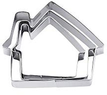 Uteruik Lot de 3 emporte-pièces en forme de maison de Noël en acier inoxydable pour décoration de gâteaux