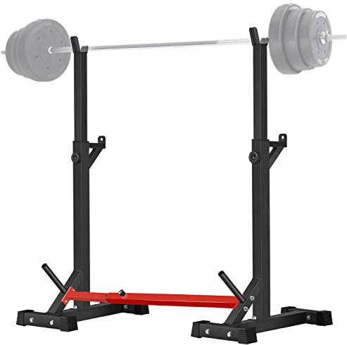 CANPA Adjustable Squat Rack Stand Multi-Function Barbell Rack Weight Lifting Gym Dumbbell Racks Home Gym Bench Press Rack Dumbbell Racks Stands 600Lbs （Red）