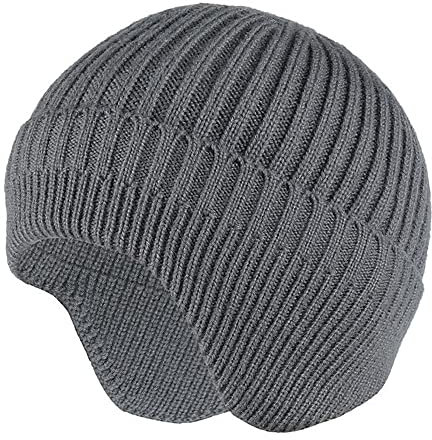 Beanie Mütze，Unisex warme Beanie Strickmütze, Strickmütze Wollmütze Damenhut Bommelmütze Beanie Hüte für Frühling, Herbst, Winter, weich & leicht, Damen, Herren (Gray)