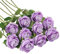 Fake Roses Artificial Flowers with Long Stem for Decoration Bouquet Wedding Floral Arrangement 10pcs (Light Purple)