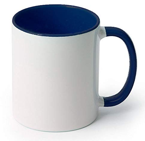 Tazas de cerámica con interior y asa de color CALIDAD (A) | Ideales para ser impresas mediante la sublimación | Material de calidad (A) | Color Azul oscuro